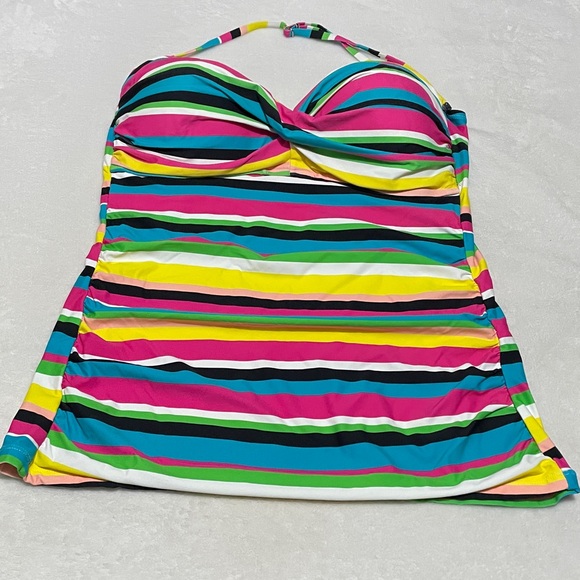 Anne Cole Striped One Piece SwimTankini Top Sz X-Large - Picture 13 of 13